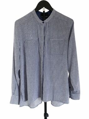 Cynthia Rowley Blue & White Micro-Pattern Button-Front Shirt